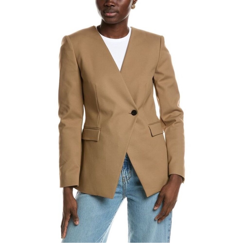 Theory Womens  Angled Blazer, classic one button Brown tan size 10